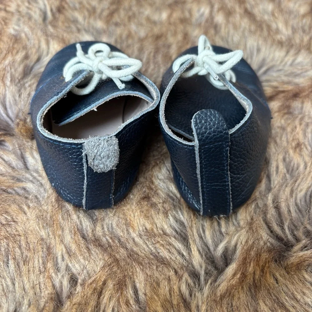 MONKEY FEET NAVY LEATHER SHOES Baby 2/3T Moccasins Soft Bottoms Infant Toddler